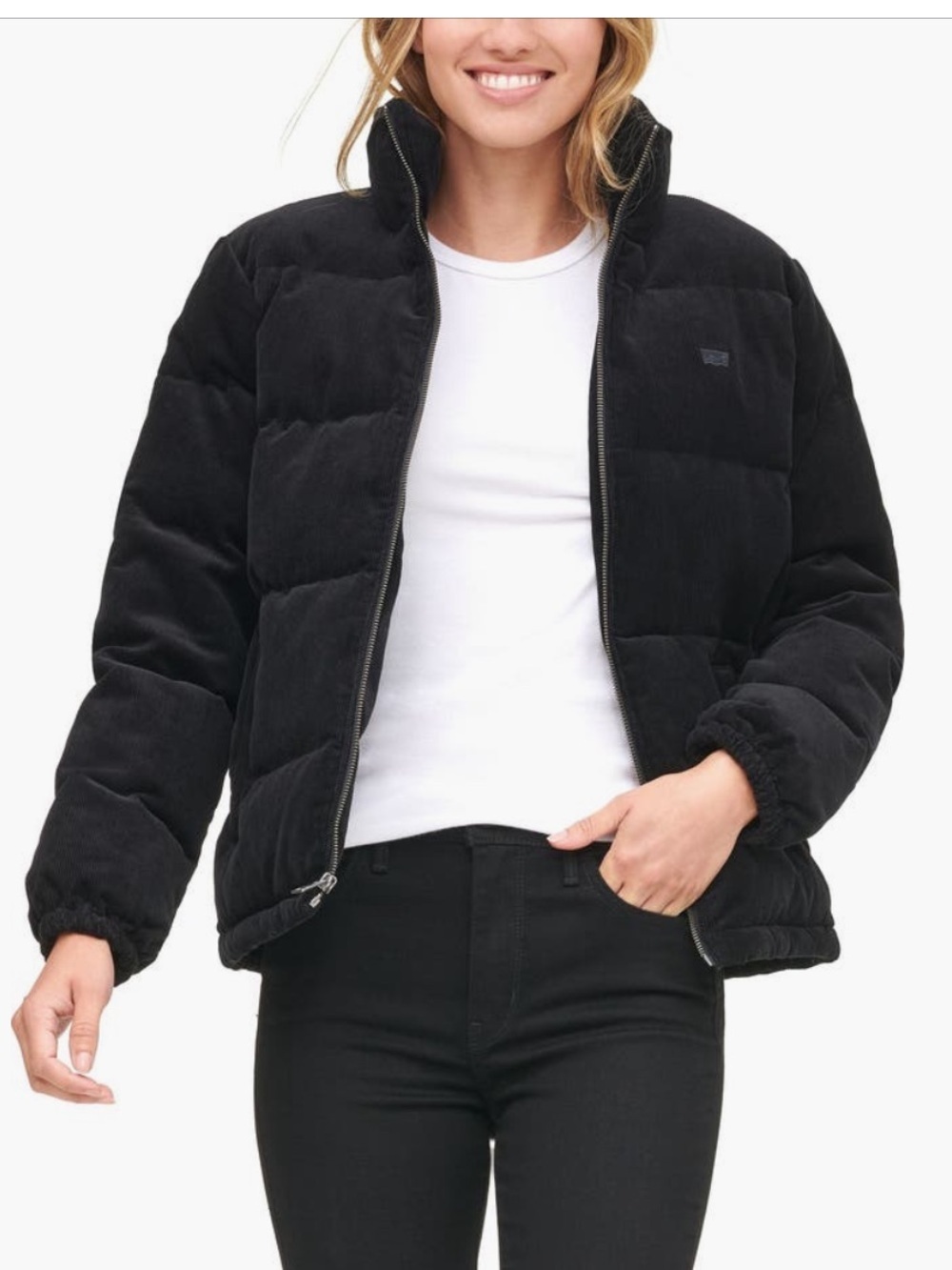 Levi's Women's Black Corduroy Puffer Jacket S Large